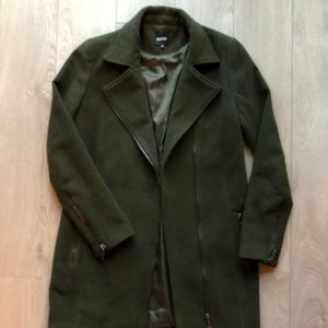 Missguided Olive Green Wool Style Overcoat Jacket